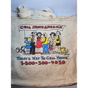Vintage Canvas tote bag,telephone advertising, whats a pay phone? Changing times